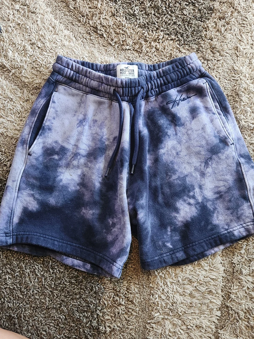 Hollister Women's Tie-Dye Blue and Purple Athletic Shorts
